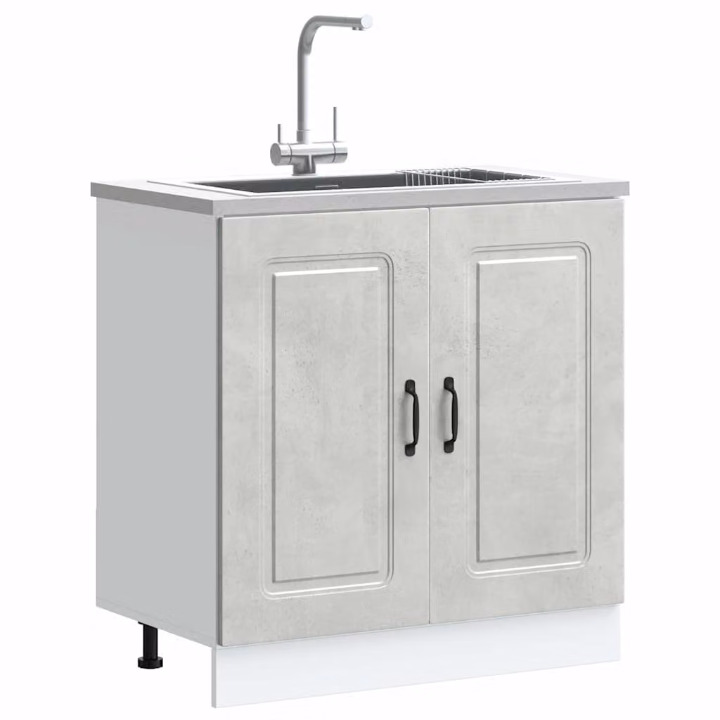 Base lavello mobile Kalmar vidaXL Grigio Cemento L: 80 cm, P: 46 cm, H: 81,5 cm