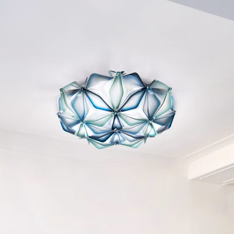 Slamp Plafoniera di design La Vie M, dimmerabile, Blu, Soggiorno / Sala da pranzo, Plastica, Design, Plafoniera