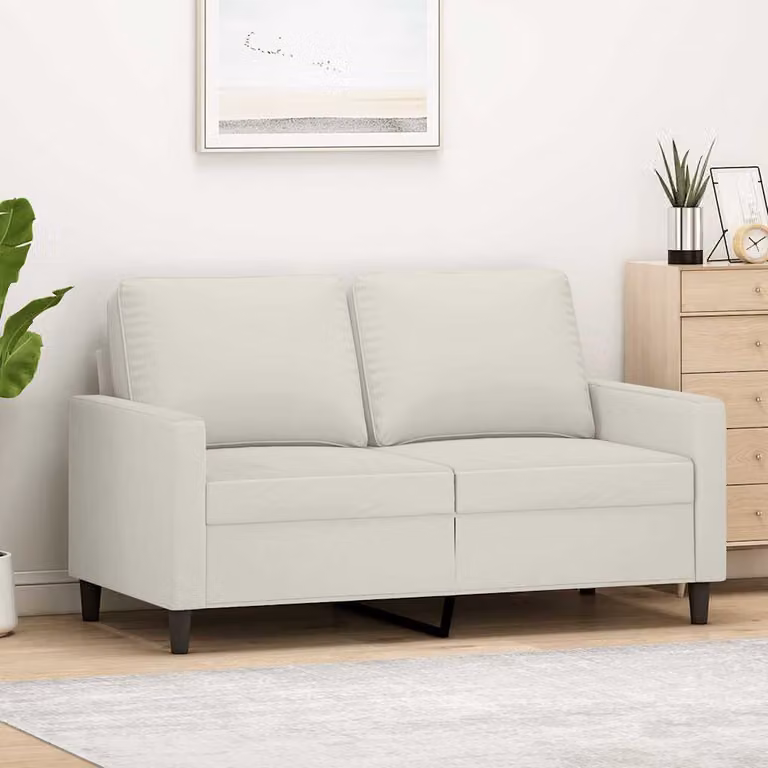 Divano a 2 posti moderno vidaXL in velluto beige con struttura in metallo L: 138 cm, P: 80 cm, H: 77 cm