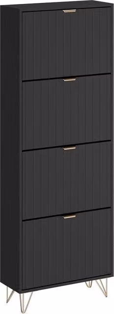 Armadio scarpa Helge Vicco Nero con 4 scomparti ribaltabili L: 60 cm, P: 23,5 cm, H: 166,7 cm