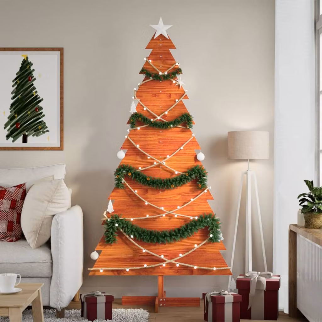 Albero di Natale vidaXL in legno massello di pino, colore marrone, Altezza: 180 cm