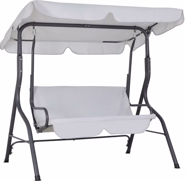 Dondolo da giardino Hollywood Casaria grigio con tendalino parasole in tessuto resistente ai raggi UV e struttura in acciaio verniciato a polvere – 1