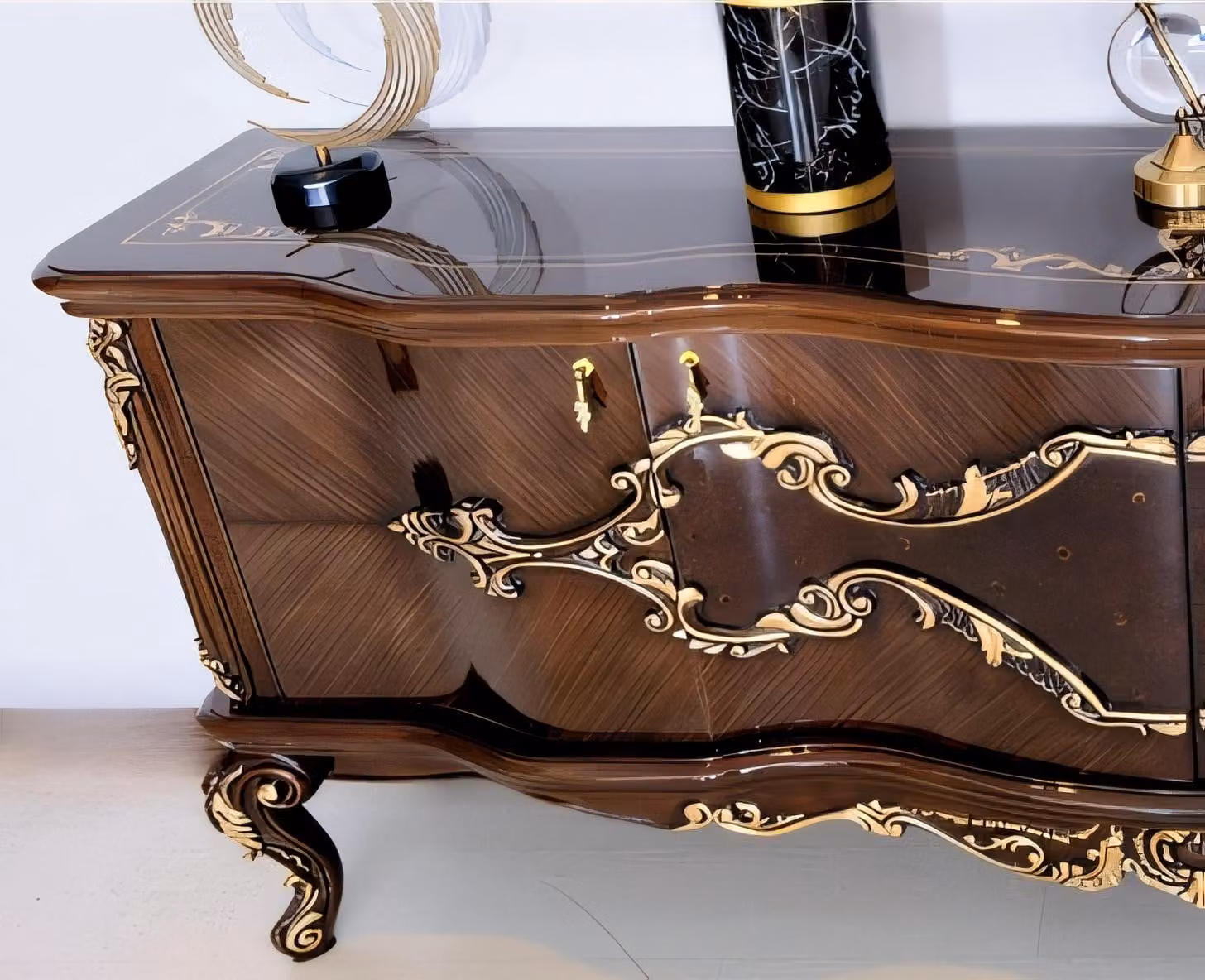 Elegante credenza in legno marrone dal design moderno e funzionale