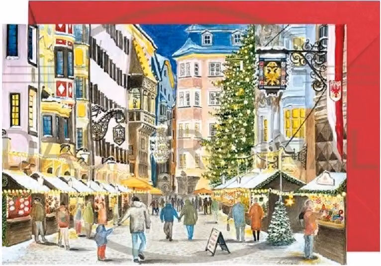 Mini calendario dell'Avvento con il Tettuccio d'Oro di Innsbruck sotto forma di biglietto pieghevole