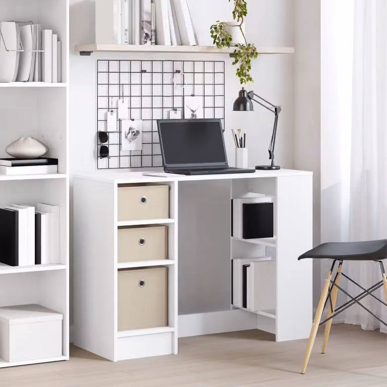 Scrivania moderna vidaXL in legno MDF bianco L 100 x P 40 x H 75 cm