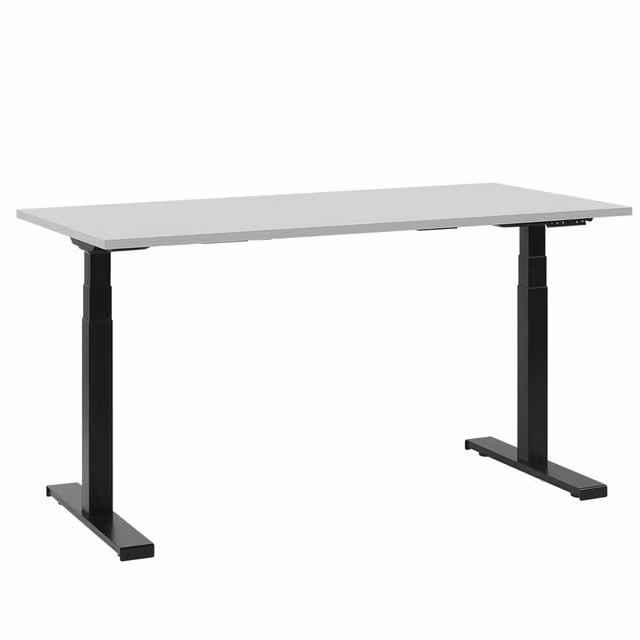 Scrivania regolabile elettricamente BELIANI con piano grigio e struttura in acciaio nero L: 130 cm, P: 72 cm