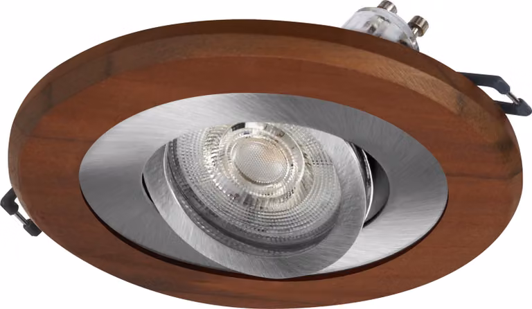 OSRAM Wood LED Spot GU10 scuro 4,5W nichel satinato Legno, effetto legno, alluminio, combinazione di materiali naturali, set da 3