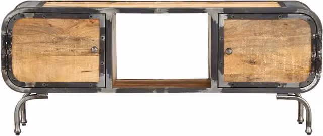 Mobile Porta TV Industrial vidaXL in Legno di Mango e Metallo, Marrone, L 110 x P 30 x H 42 cm – 1