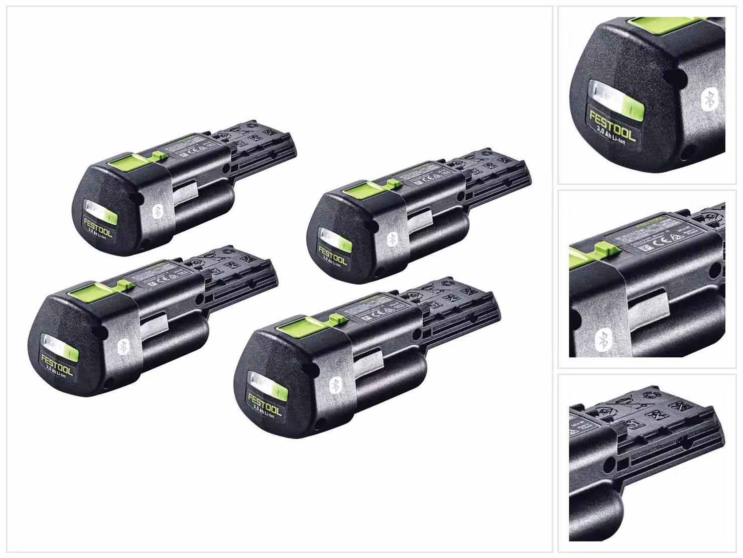 Kit batteria Festool 4x BP 18 Li 3,0 Ergo I Batteria 18 V 3,0 Ah / 3000 mAh Li-Ion ( 4x 577704 ) con indicatore di carica