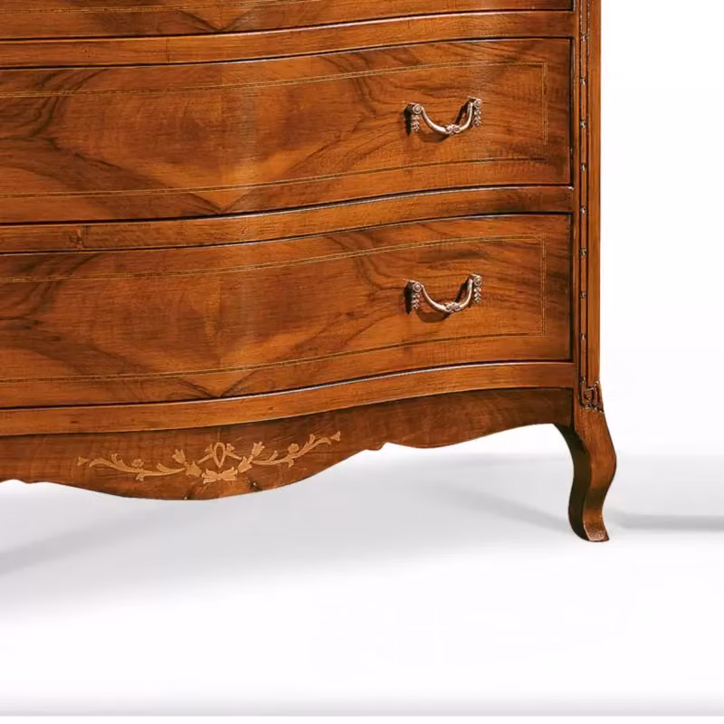 Comodino Mobili 2G in legno di noce con intarsio geometrico marrone L: 125 cm, P: 50 cm, H: 113 cm – 2