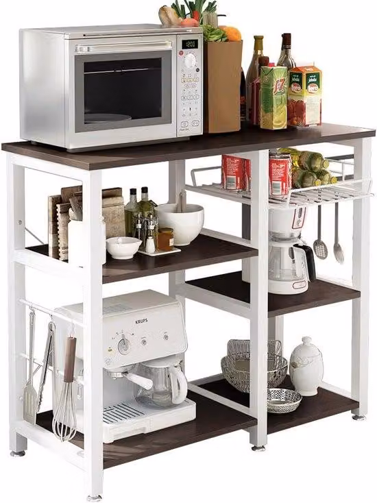 Scaffale da cucina con 6 ripiani e ganci 90x39x83 cm