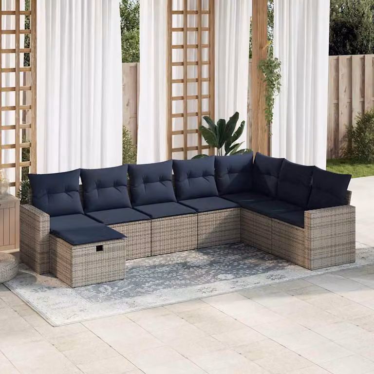Maison Exclusive - Set Divano da Giardino 8 pz con Cuscini Grigio in Polyrattan