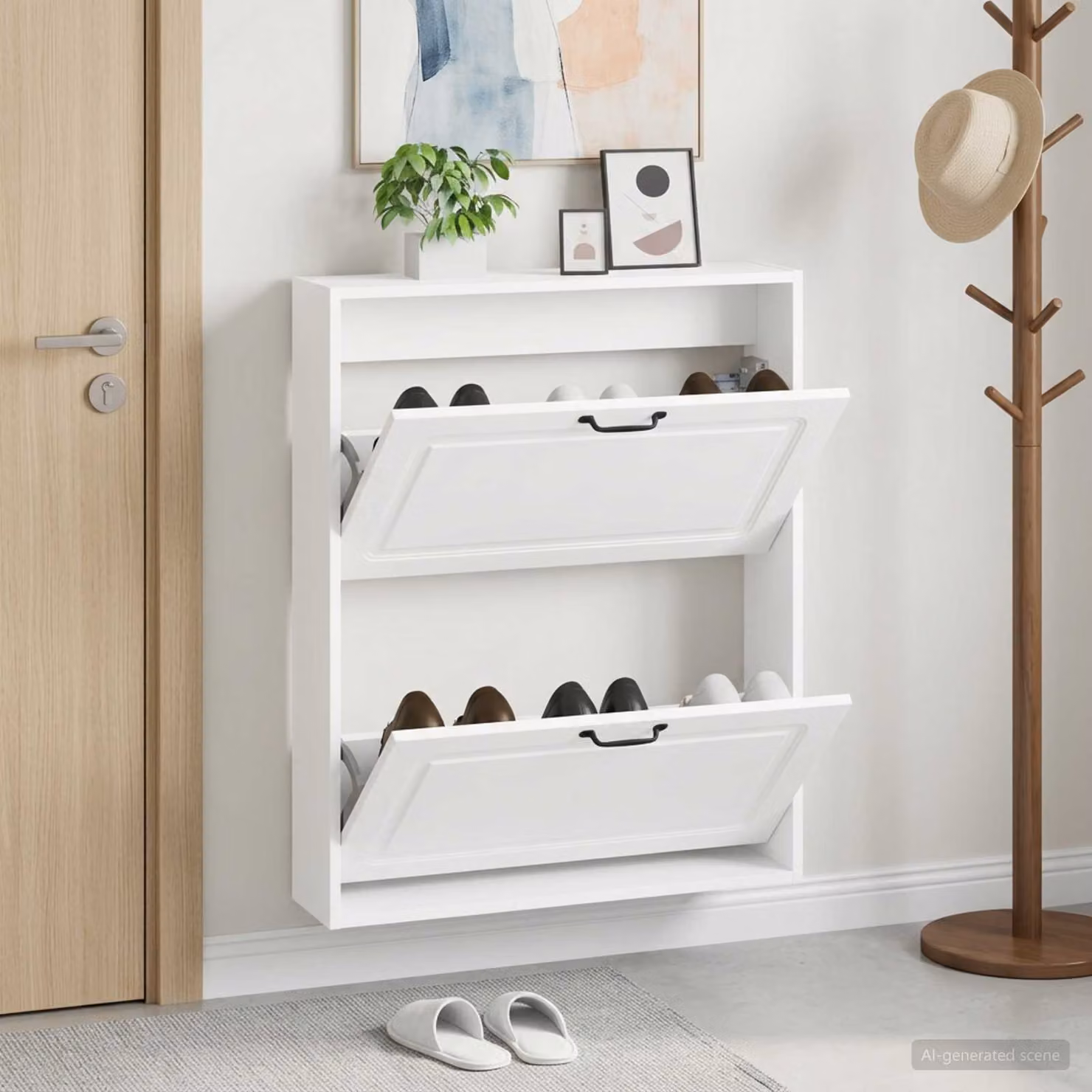vidaXL Mobiletto per Scarpe da Muro Moderno Bianco, L: 71 cm, P: 17 cm, H: 86 cm