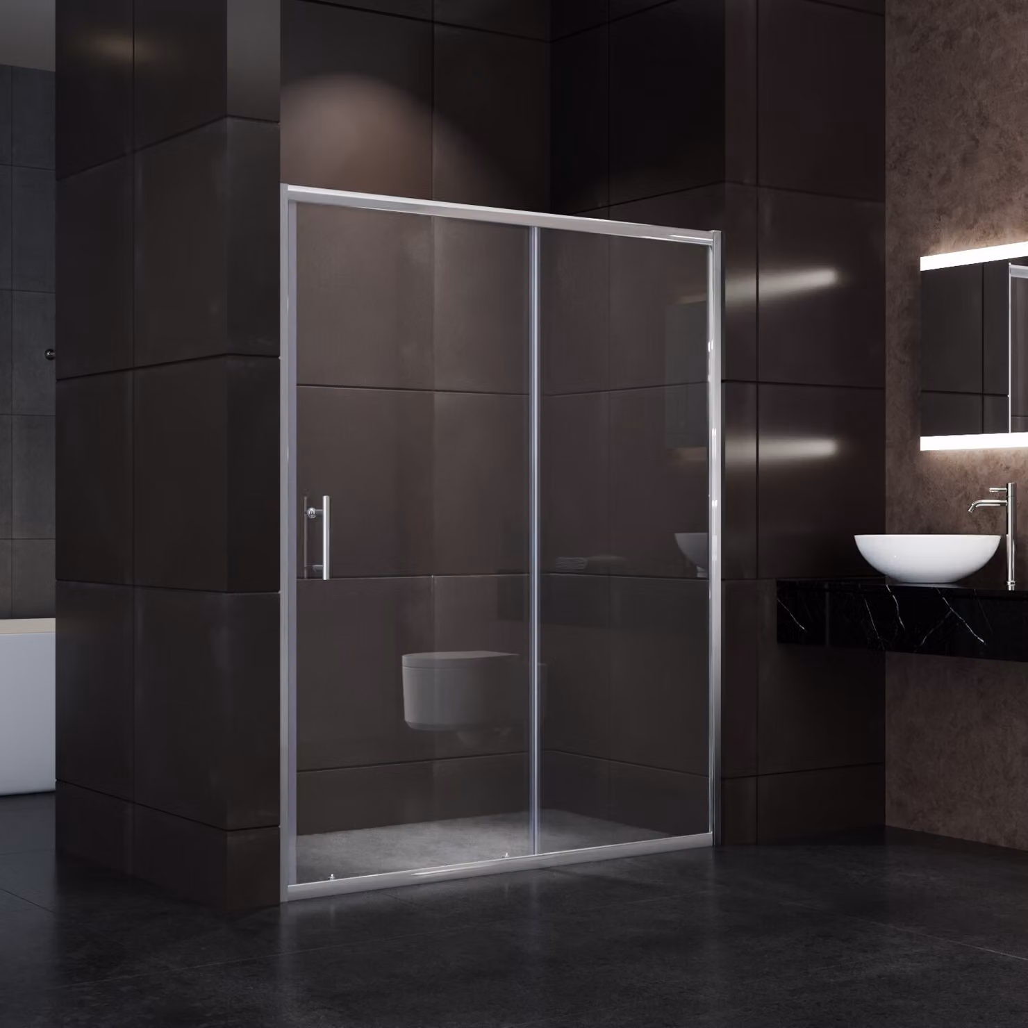 SONNI porta scorrevole 170x185cm doccia schermo doccia in vetro trasparente