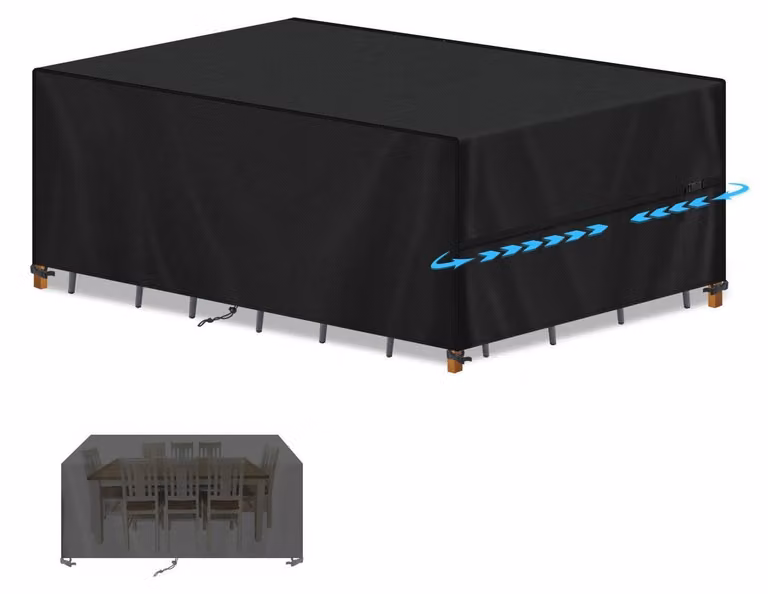 Copertura per mobili da giardino, dimensioni 220x90x80 cm, impermeabile, anti-UV, realizzata in tessuto Oxford 420D, custodia protettiva