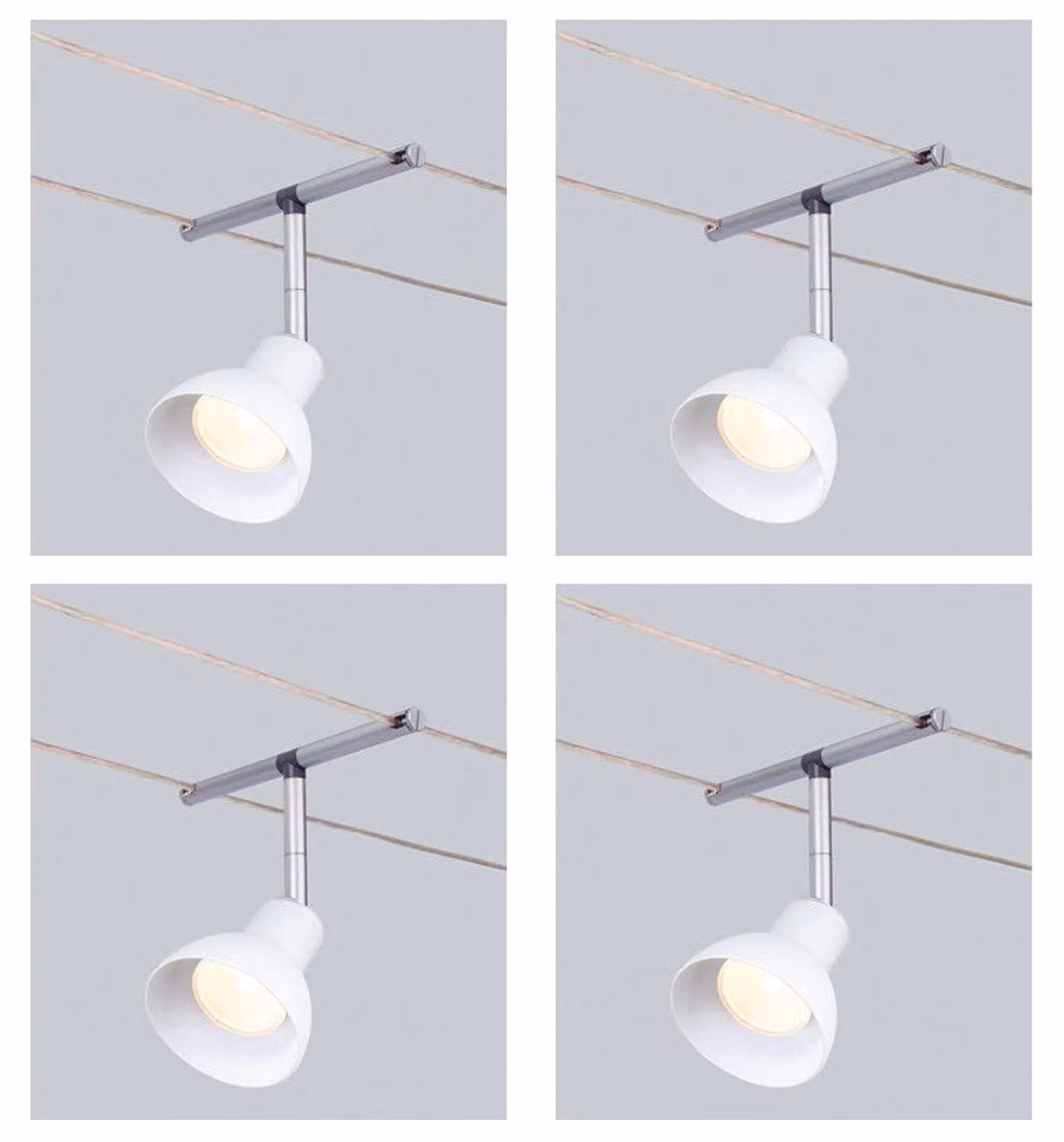 Set da 4 faretti alogeni a filo Paulmann, 35 W, cromati, vetro bianco satinato, attacco GU5,3, luce bianca calda
