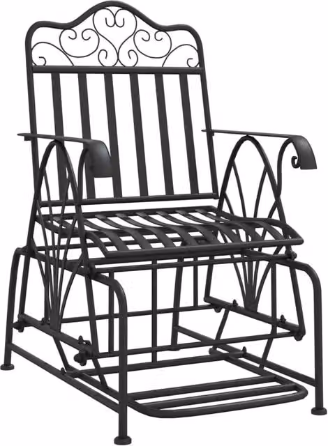 Panca da giardino Outsunny in acciaio nero opaco con braccioli per esterno e terrazza, Larghezza: 61 cm