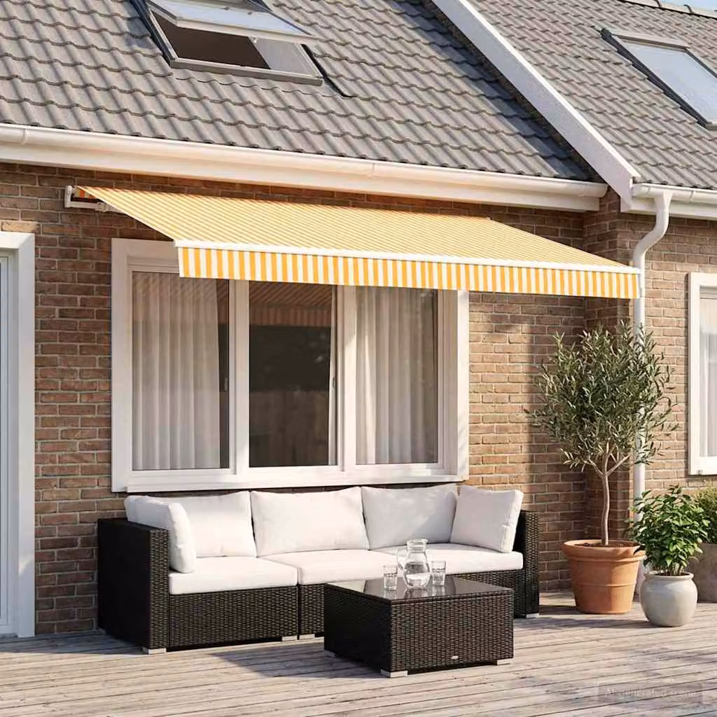 Telo di ricambio per tenda da sole vidaXL in poliestere, Giallo e Bianco, L 350 x P 250 cm