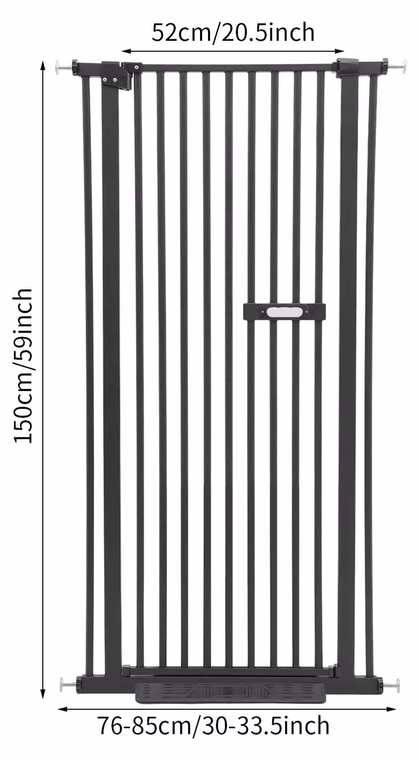 Recinzione di sicurezza per animali domestici, altezza 150 cm, larghezza regolabile da 76 a 85 cm, realizzata Acciaio al carbonio resistente, colore nero