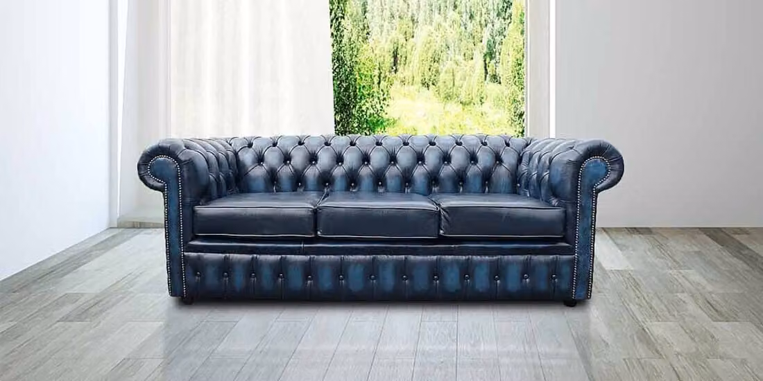 Chesterfield Design Luxus Polster Sofa Couch Sitz Garnitur Leder #121
