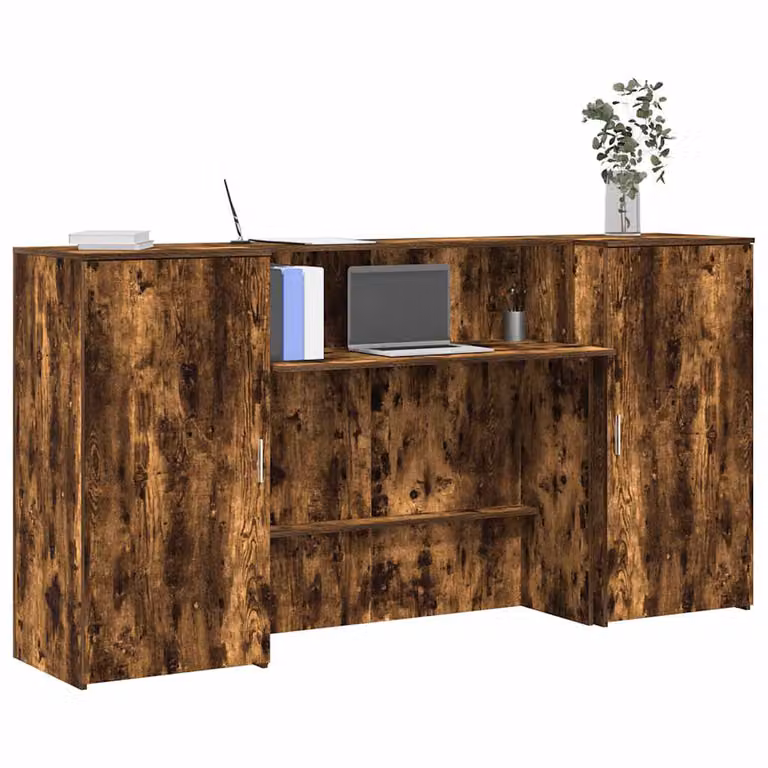 vidaXL Banco Reception Moderno in Legno Multistrato Rovere Fumo, L 200 cm, P 50 cm, H 103,5 cm