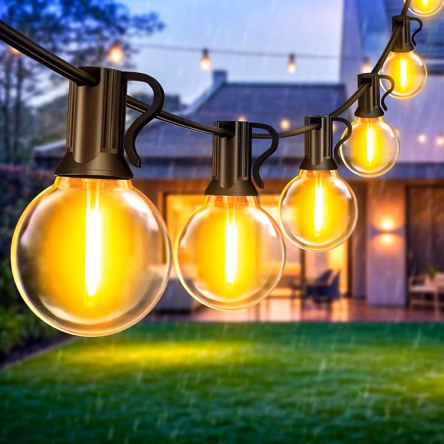 Catena luminosa a LED, 10 metri, luce bianco caldo, grado di protezione IP44, 13 lampadine, per uso esterno