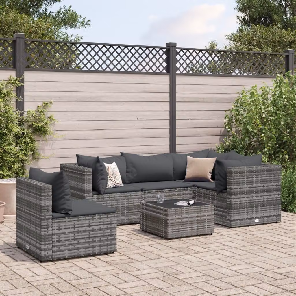 Maison Exclusive - Set da giardino 6 pezzi con cuscini grigio in polyrattan