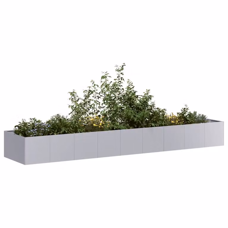 Fioriera vidaXL in acciaio zincato grigio L: 360 cm, P: 80 cm, H: 40 cm