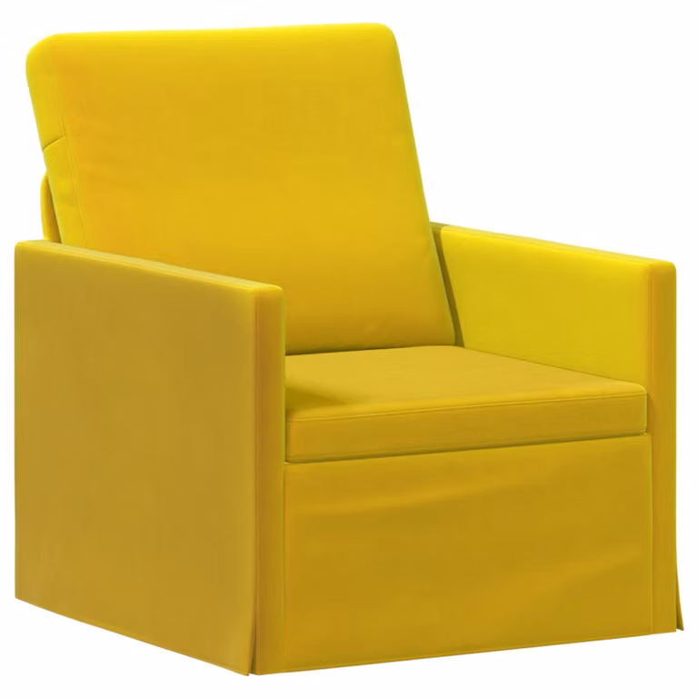 Divano Singolo vidaXL in Velluto Giallo con Braccioli e Struttura in Metallo L: 70 cm, P: 81 cm, H: 82 cm