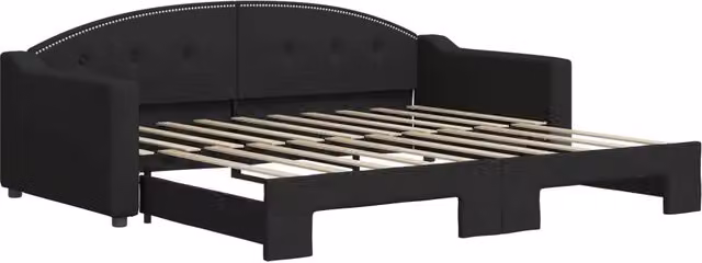 Divano letto | Sof¨¤ letto | Letto singolo Estraibile Nero 90x190 cm in Tessuto