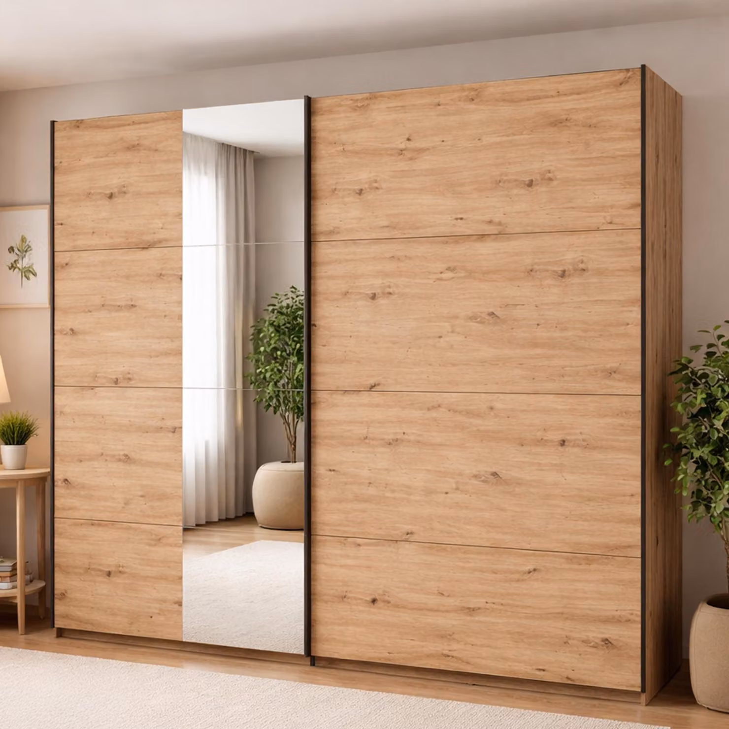 Dmora Guardaroba Grande Resiutta 245x218h cm Marrone Rovere Nodi, 2 Ripiani Appendiabiti