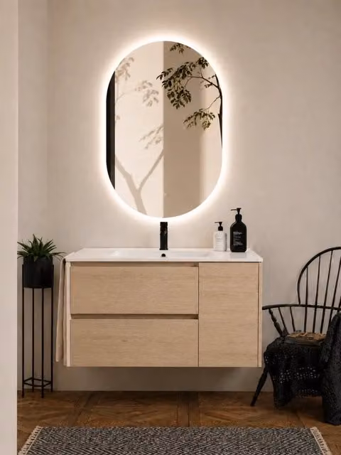 Mobile bagno con lavabo ORIGENBATH ITACA senza specchio 90x45 cm estepa