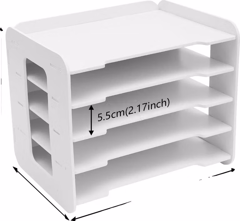 Organizer da scrivania, 5 ripiani, soluzione di archiviazione resistente e versatile, BIANCO