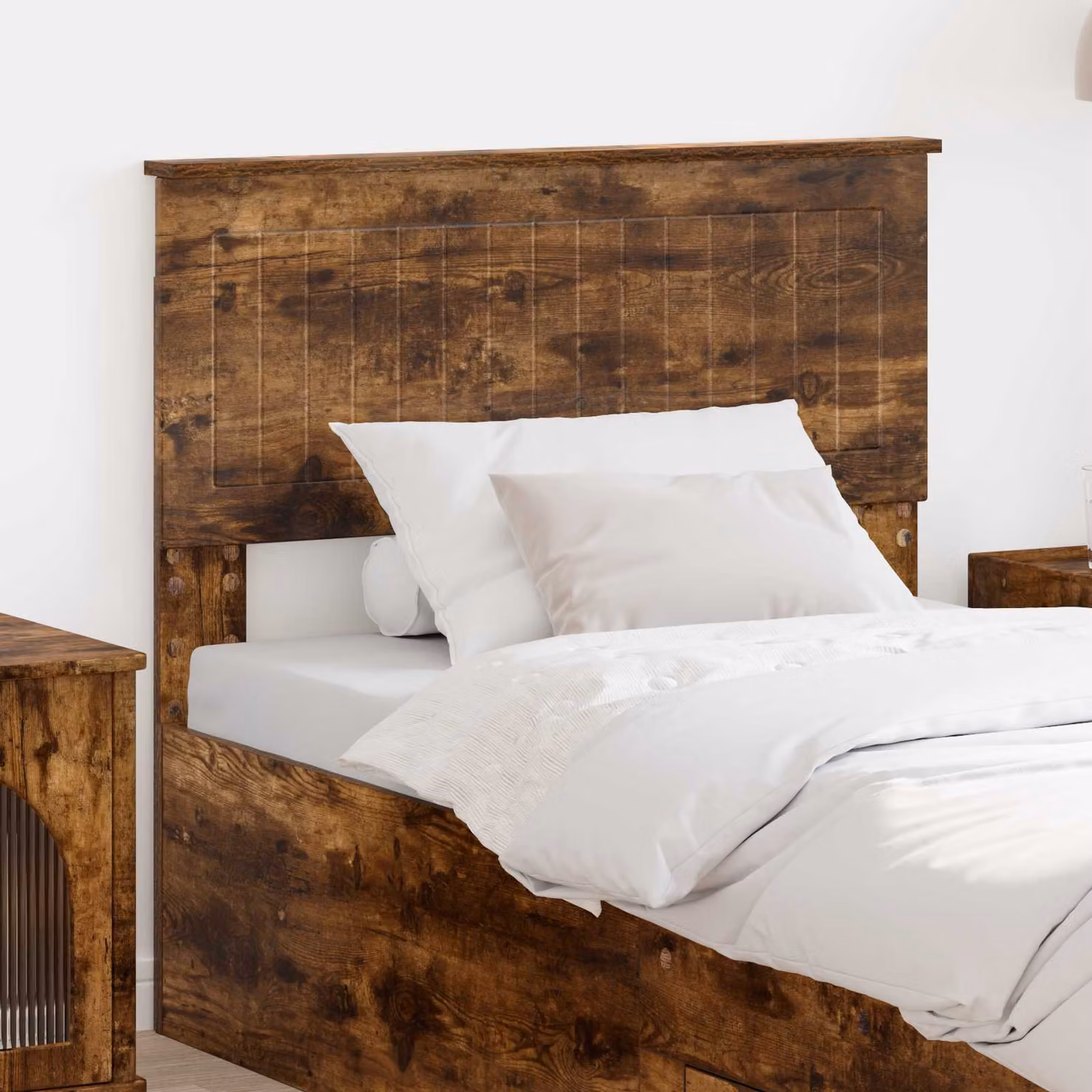Testiera per letto moderna vidaXL in legno ingegnerizzato color rovere fumo marrone