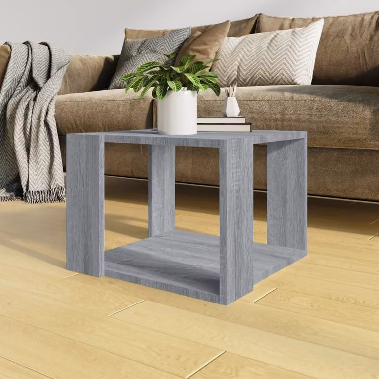 The Living Store Tavolino Grigio Sonoma 40x40x30 cm Materiale a base di legno