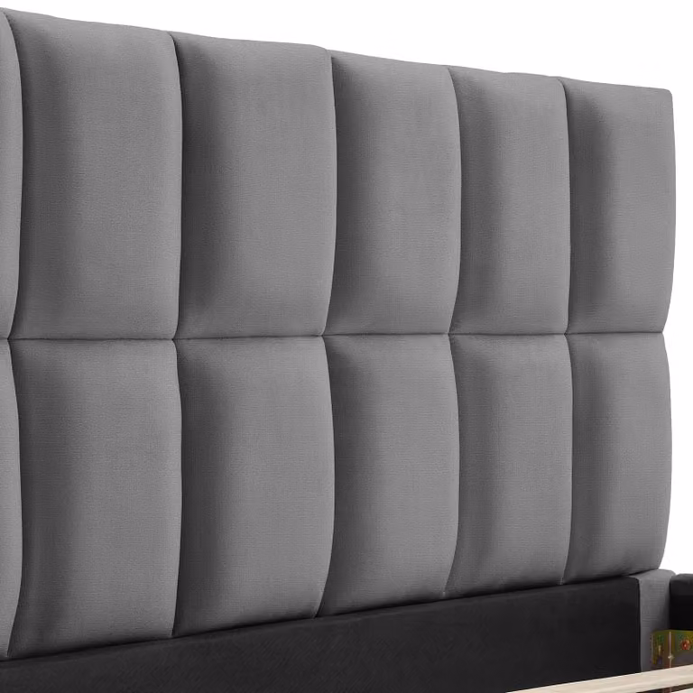 Letto imbottito Shirley tectake con rete a doghe in velluto grigio scuro L/P/H: 220 x 153 x 93 cm