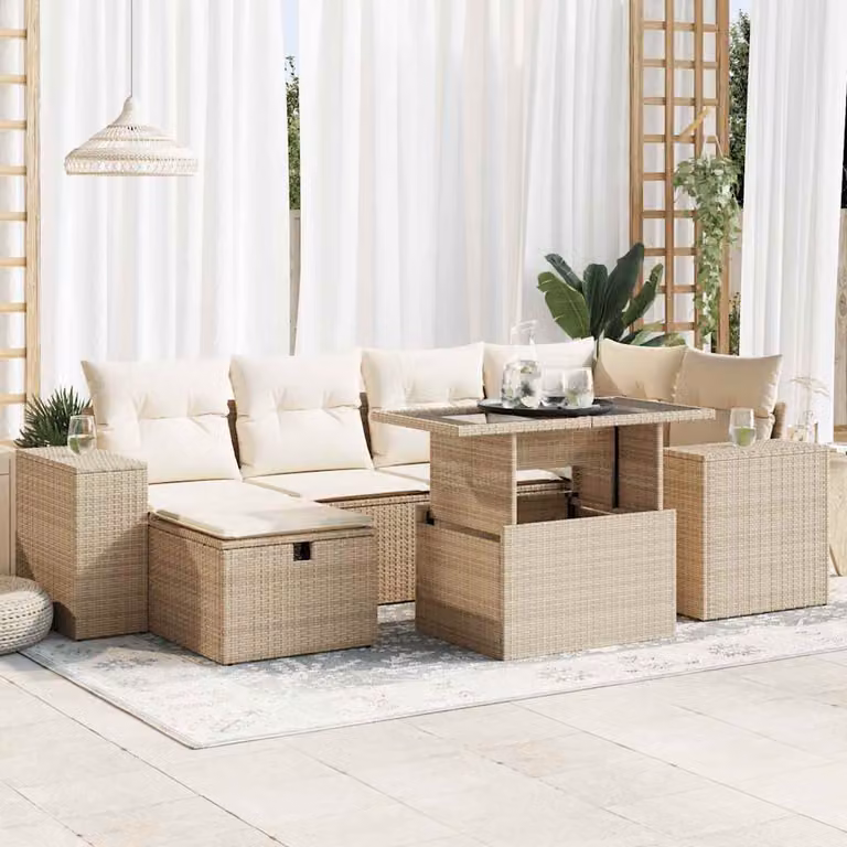 Maison Exclusive - Set Divano da Giardino 8 pz con Cuscini Beige in Polyrattan
