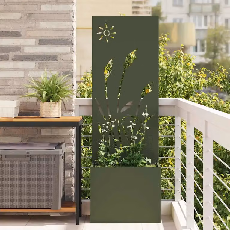 vidaXL Paravent per privacy in giardino in acciaio verde L/P/H: 50 x 32 x 150 cm