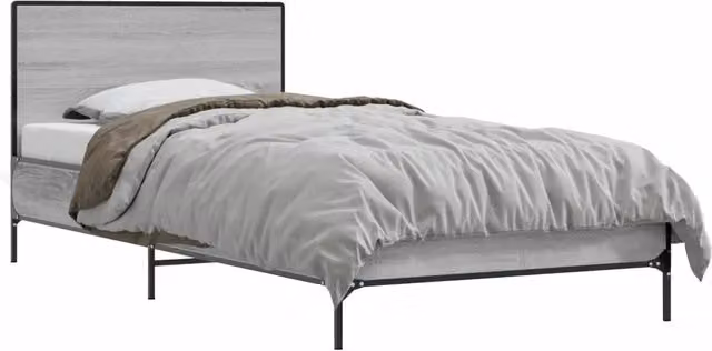 Letto singolo moderno per adulti con testata in legno MDF grigio L 80 cm x P 200 cm
