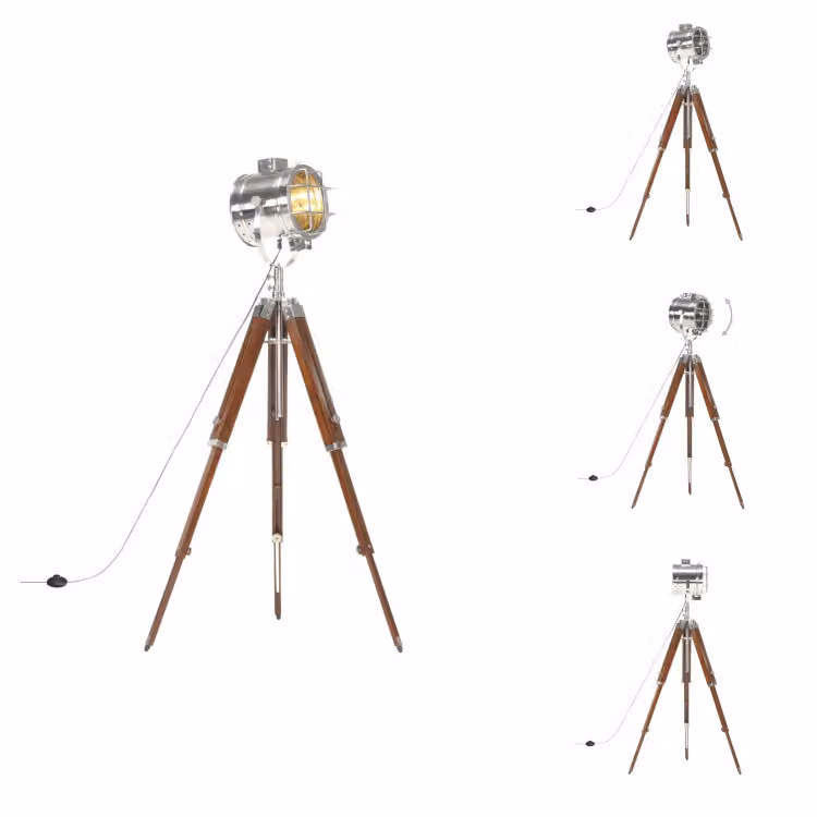 vidaXL Lampada da terra treppiede in legno massiccio di mango 165 cm - Lampade