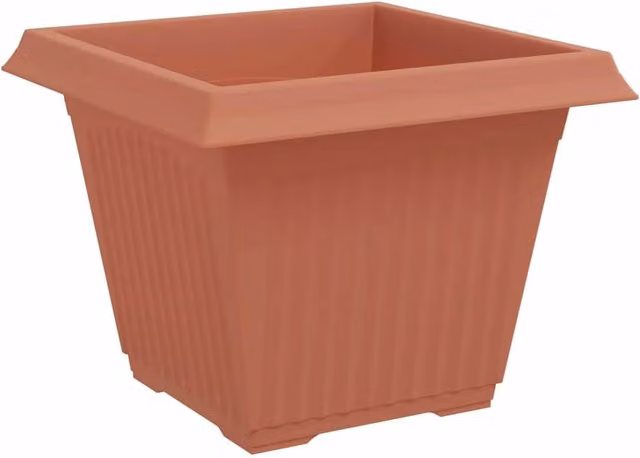 Lotto di 24 vasi da fiori quadrati dal design moderno per interni ed esterni 43 x 43 x 33 cm in plastica rosso mattone 02_0059373