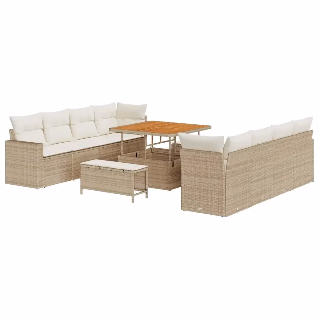 Set Divano da Giardino vidaXL 11 Pezzi Beige con Cuscini e Struttura in Acciaio e Polyrattan a Forma di U – 2