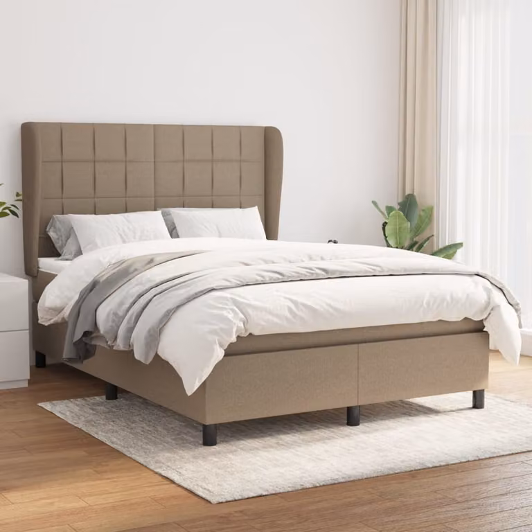 Maison Exclusive - Giroletto a Molle con Materasso Tortora 140x190 cm in Tessuto