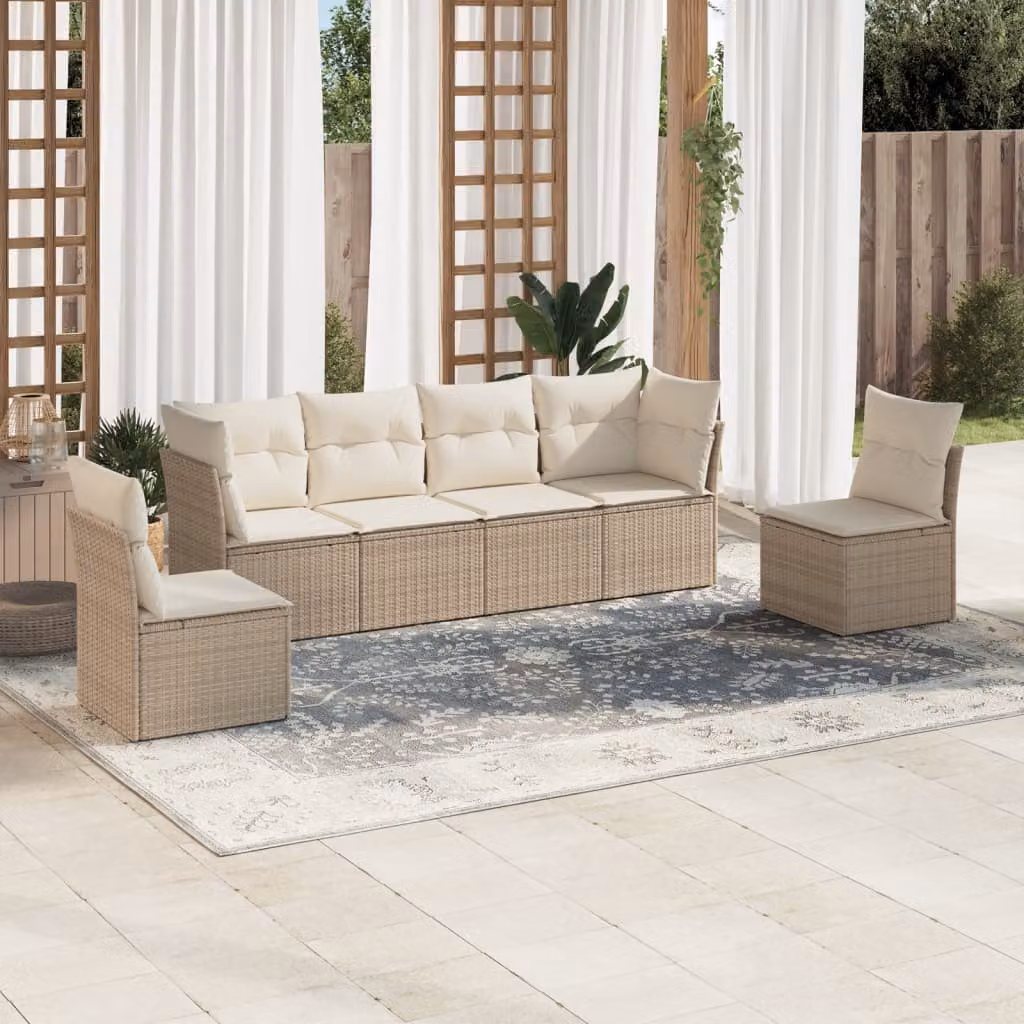 vidaXL Set Divano da Giardino a L con Cuscini Beige e Struttura in Metallo e Polyrattan – 1
