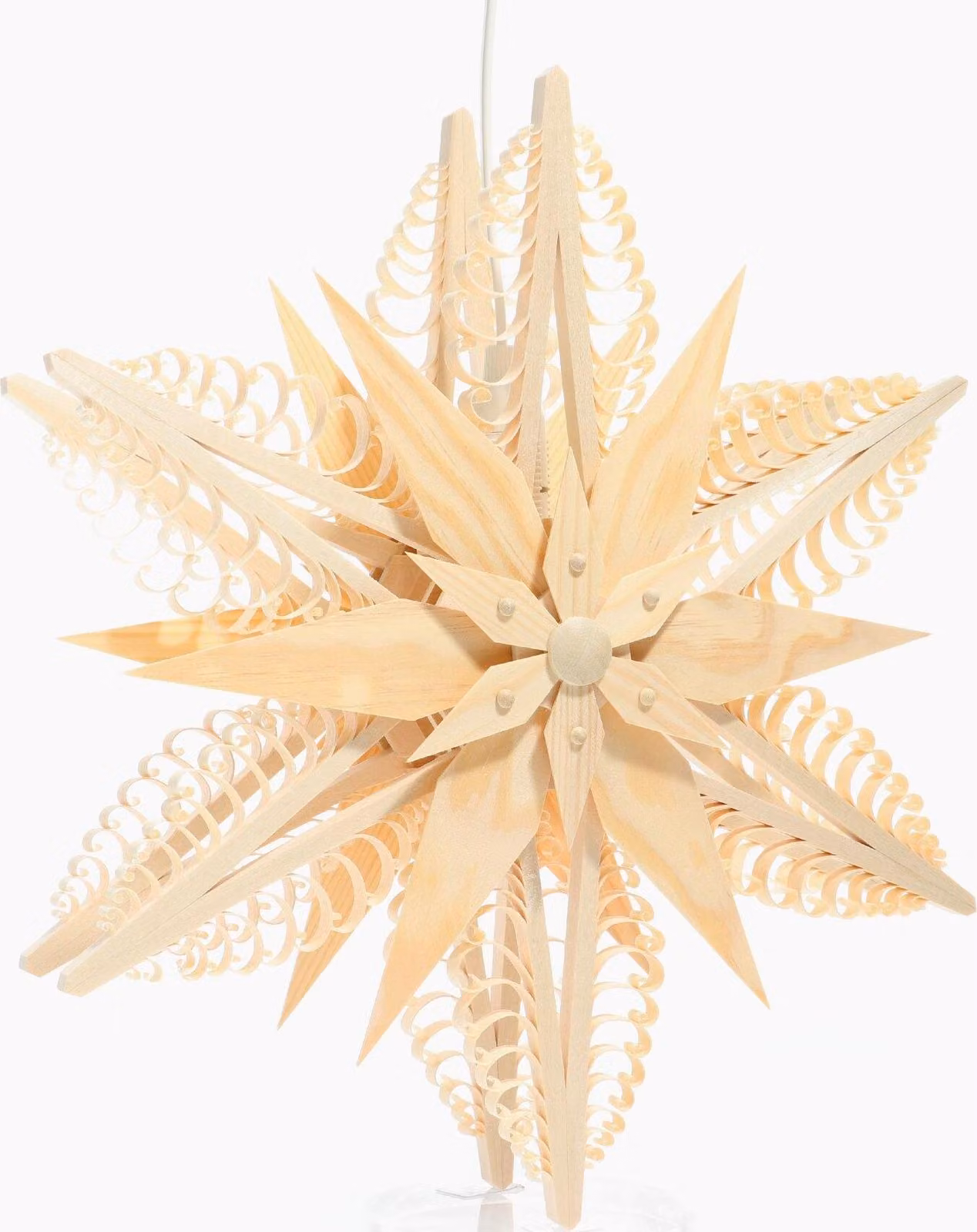 Ornamento per finestra con stella illuminata al centro e 2 stelle (entrambi i lati) LxAxP=32x32x10cm NUOVO