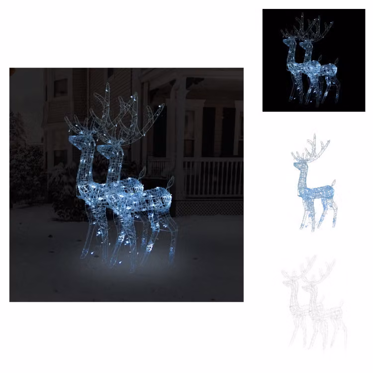 vidaXL LED renna 2 pz. Acrilico 120 cm bianco freddo - Illuminazione natalizia