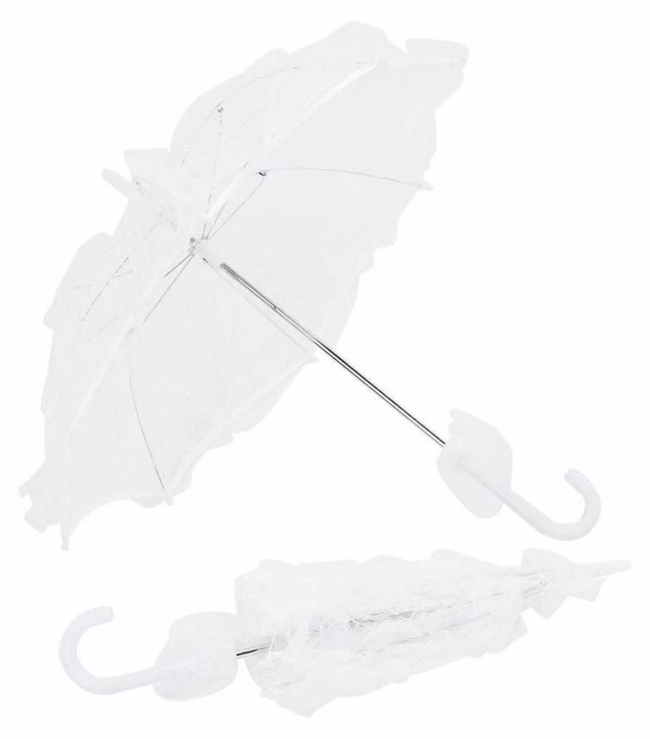 Ombrello elegante bianco, stile vintage, ideale per decorazioni di matrimonio e come accessorio fotografico