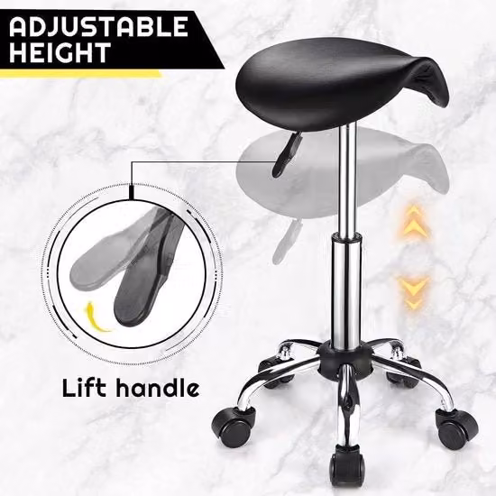 Sedia da ufficio girevole a 360 gradi con altezza regolabile e rivestimento in ecopelle nera per casa e ufficio