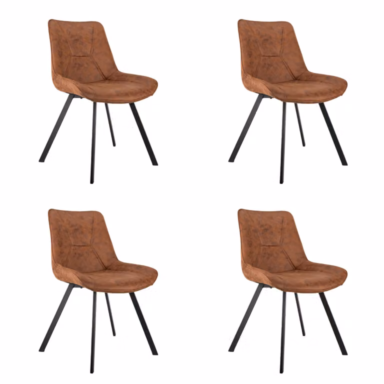 set di 4 sedie da pranzo dall'aspetto vintage, in ecopelle, imbottite, quattro gambe per un'eccellente stabilità, morbido comfort di seduta