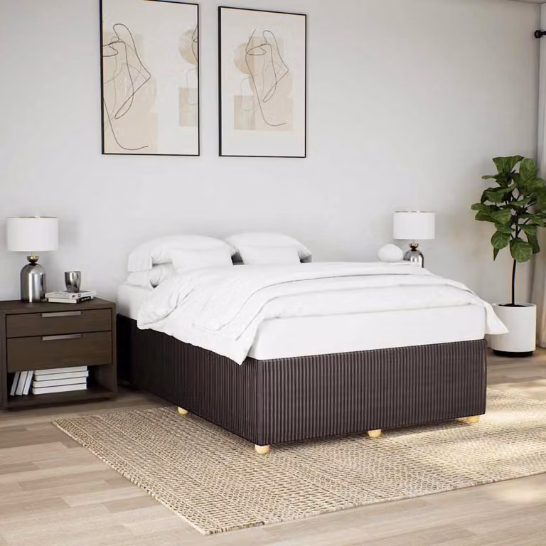 Giroletto senza materasso vidaXL in tessuto marrone con doghe in legno L/P/H: 140 x 190 cm